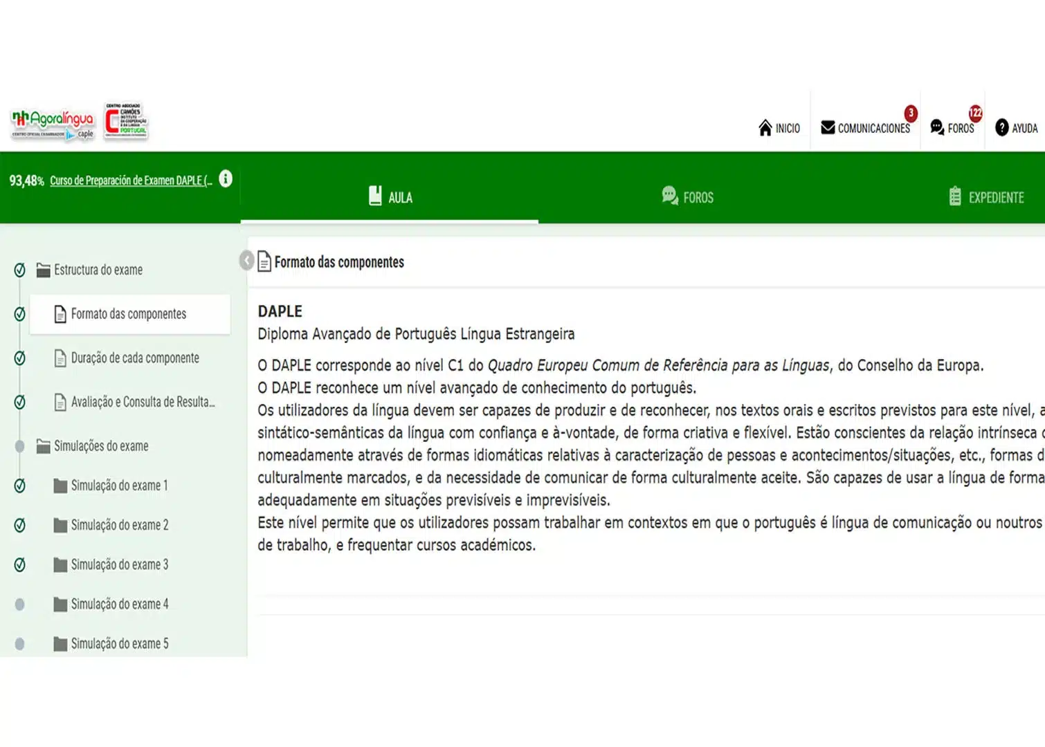 modalidad online del curso de preparación examen portugués CAPLE
